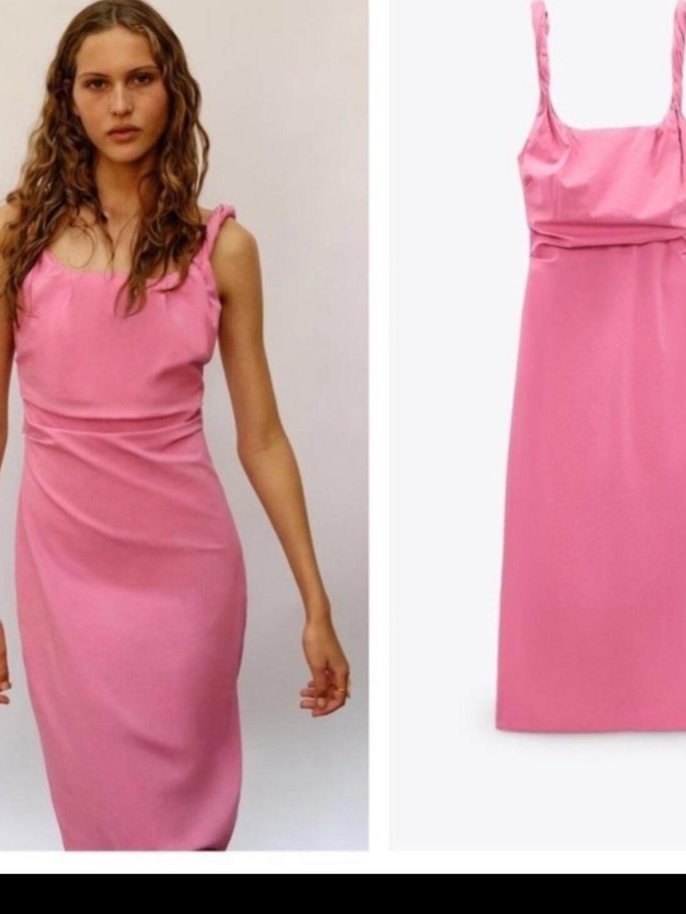 Zara Twisted Strappy Ruched Midi Dress
